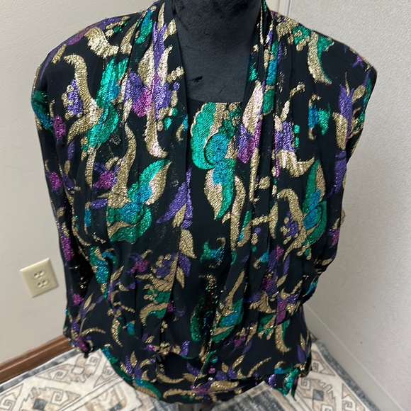 Vintage Anne Klein metallic jacket/tank set. Made in Hong Kong. - Picture 2 of 14